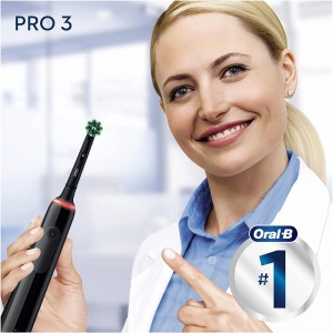 Oral-B D505.513.3X, Pro 3 3000 Electric Rechargeable Toothbrush Powered by Braun, 3 Modes, 1 Handle + Travle Case, Black.